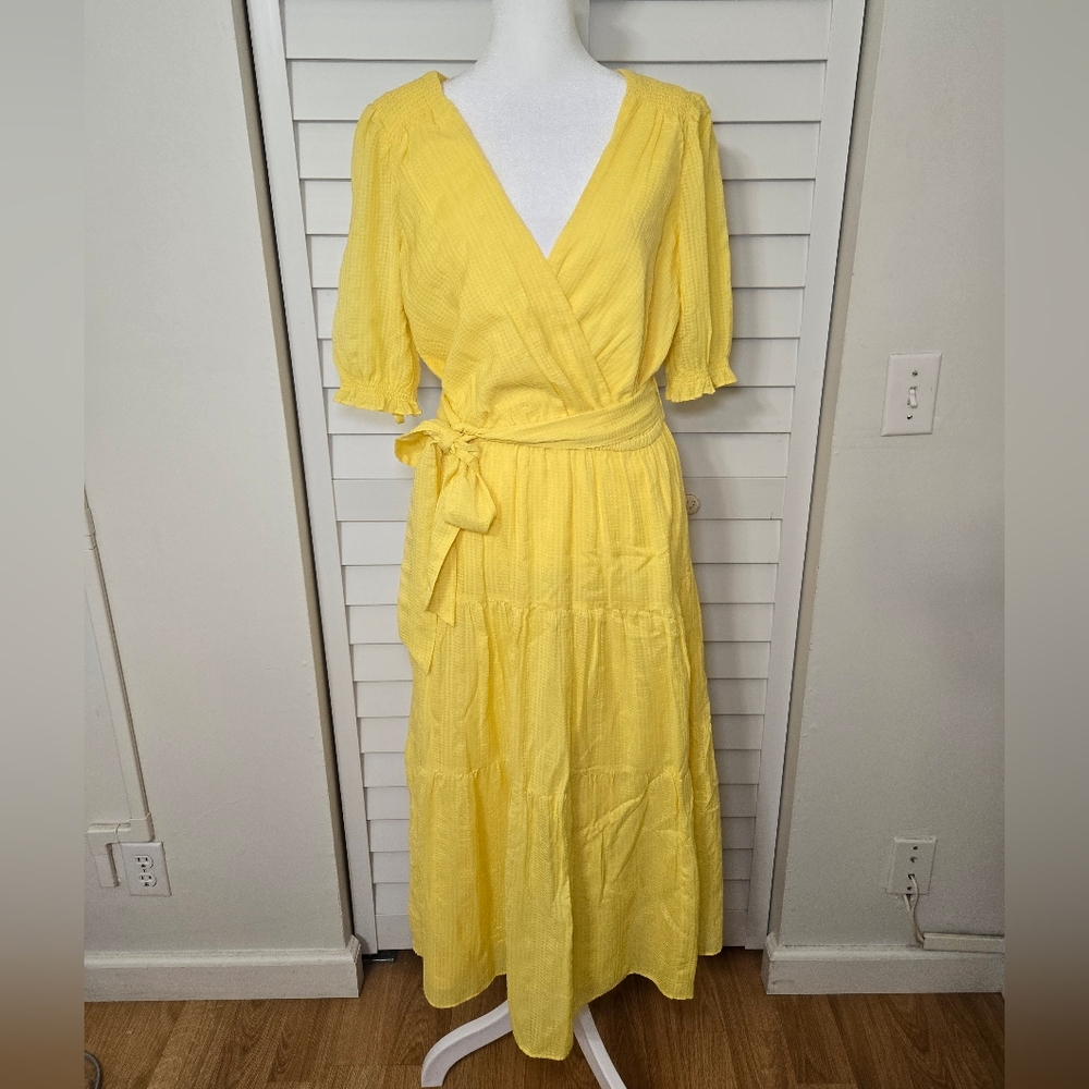 Lauren Ralph Lauren Firmato Yellow Midi Dress Size 10 - Picture 4 of 16